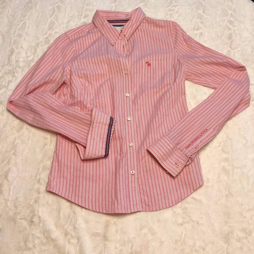 Abercrombie & Fitch Pink/White Striped Top